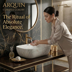 ARQUIN ARQUIN Wash Basin for Bathroom Tabletop | Ceramic Glossy Rectangular Countertop Vessel Sink | Vanity Washbasin for Dining Hall & Home CITIZEN-006(Glossy)