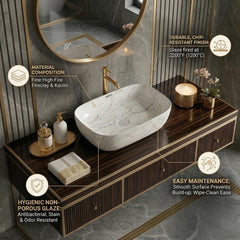 ARQUIN ARQUIN Wash Basin for Bathroom Tabletop | Ceramic Glossy Rectangular Countertop Vessel Sink | Vanity Washbasin for Dining Hall & Home CITIZEN-006(Glossy)