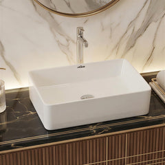 ARQUIN Wash Basin for Bathroom Tabletop | Ceramic Glossy Rectangular Countertop Vessel Sink | Vanity Washbasin for Dining Hall & Home COASTA