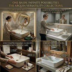 ARQUIN ARQUIN Wash Basin for Bathroom Tabletop | Ceramic Glossy Rectangular Countertop Vessel Sink | Vanity Washbasin for Dining Hall & Home DUCK
