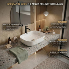 ARQUIN ARQUIN Wash Basin for Bathroom Tabletop | Ceramic Glossy Rectangular Countertop Vessel Sink | Vanity Washbasin for Dining Hall & Home FORD