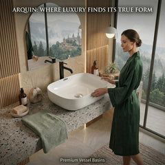 ARQUIN ARQUIN Wash Basin for Bathroom Tabletop | Ceramic Glossy Rectangular Countertop Vessel Sink | Vanity Washbasin for Dining Hall & Home FORD