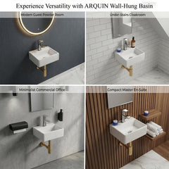 Platinum Ceramic Wall Hung Washbasin for Bathroom | Wall Mounted Rectangular Sink| Ceramic Wall Hung Small Bathroom Basin CUBA