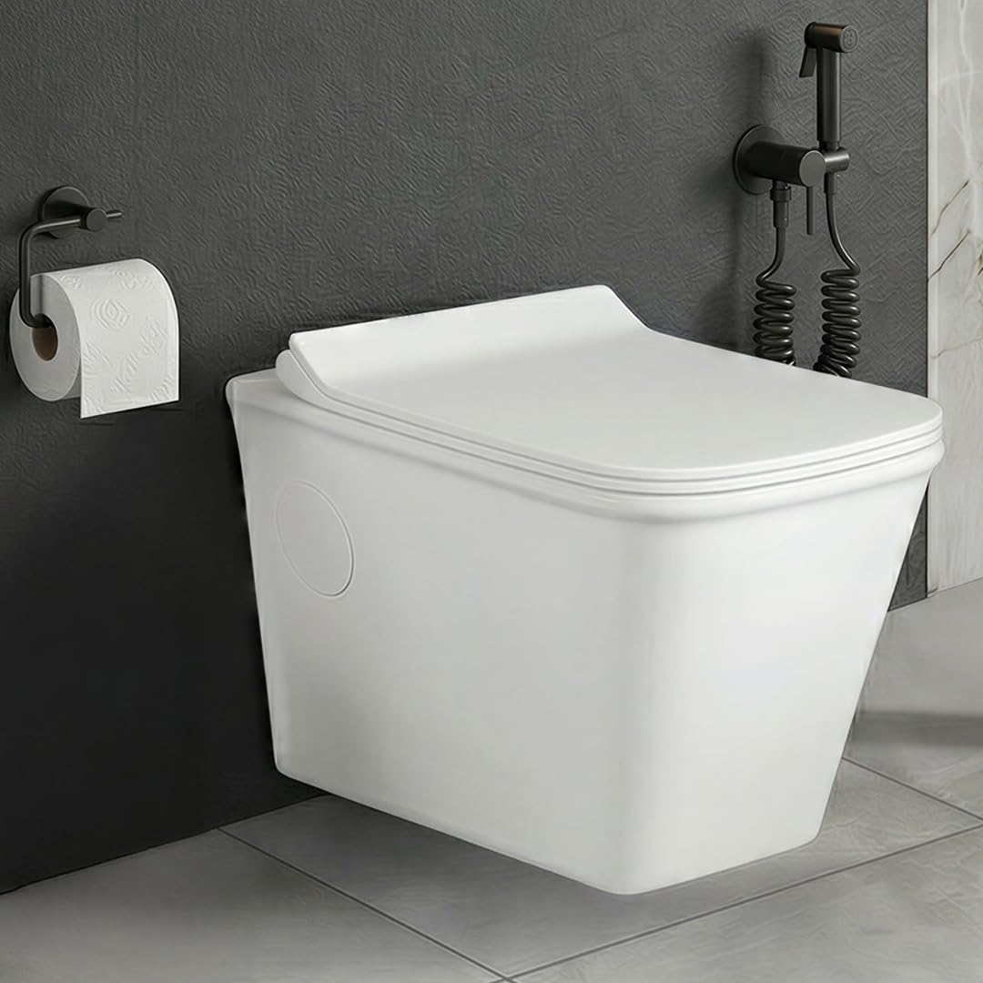 Platinum Ceramic Wall Hung Western Commode  (BELLA-Rimless)