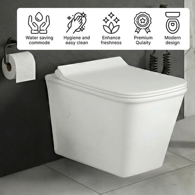 Platinum Ceramic Wall Hung Western Commode  (BELLA-Rimless)
