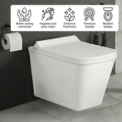 Platinum Ceramic Wall Hung Western Commode  (BELLA-Rimless)