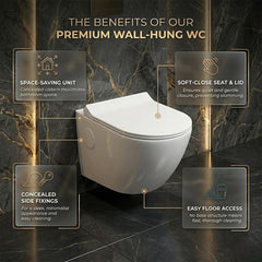 Platinum Ceramic Wall Hung Western Commode (ANGEL-Rimless)