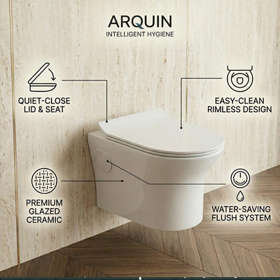 Platinum Ceramic Wall Hung Western Commode (CUTE-Rimless)