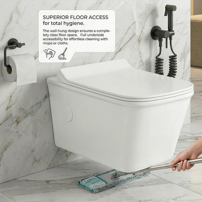 Platinum Ceramic Wall Hung Western Commode  (BELLA-Rimless)