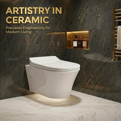Platinum Ceramic Wall Hung Western Commode (CUTE-Rimless)