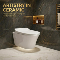 Platinum Ceramic Wall Hung Western Commode (CUTE-Rimless)