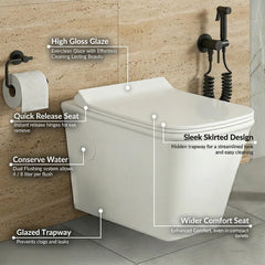Platinum Ceramic Wall Hung Western Commode  (BELLA-Rimless)