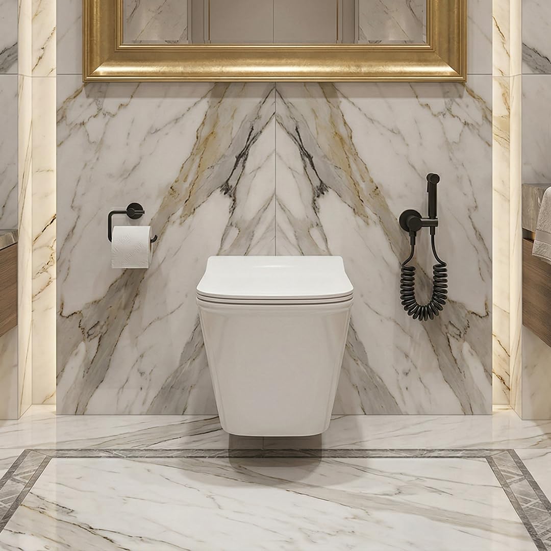 Platinum Ceramic Wall Hung Western Commode  (BELLA-Rimless)