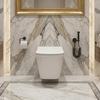 Platinum Ceramic Wall Hung Western Commode  (BELLA-Rimless)