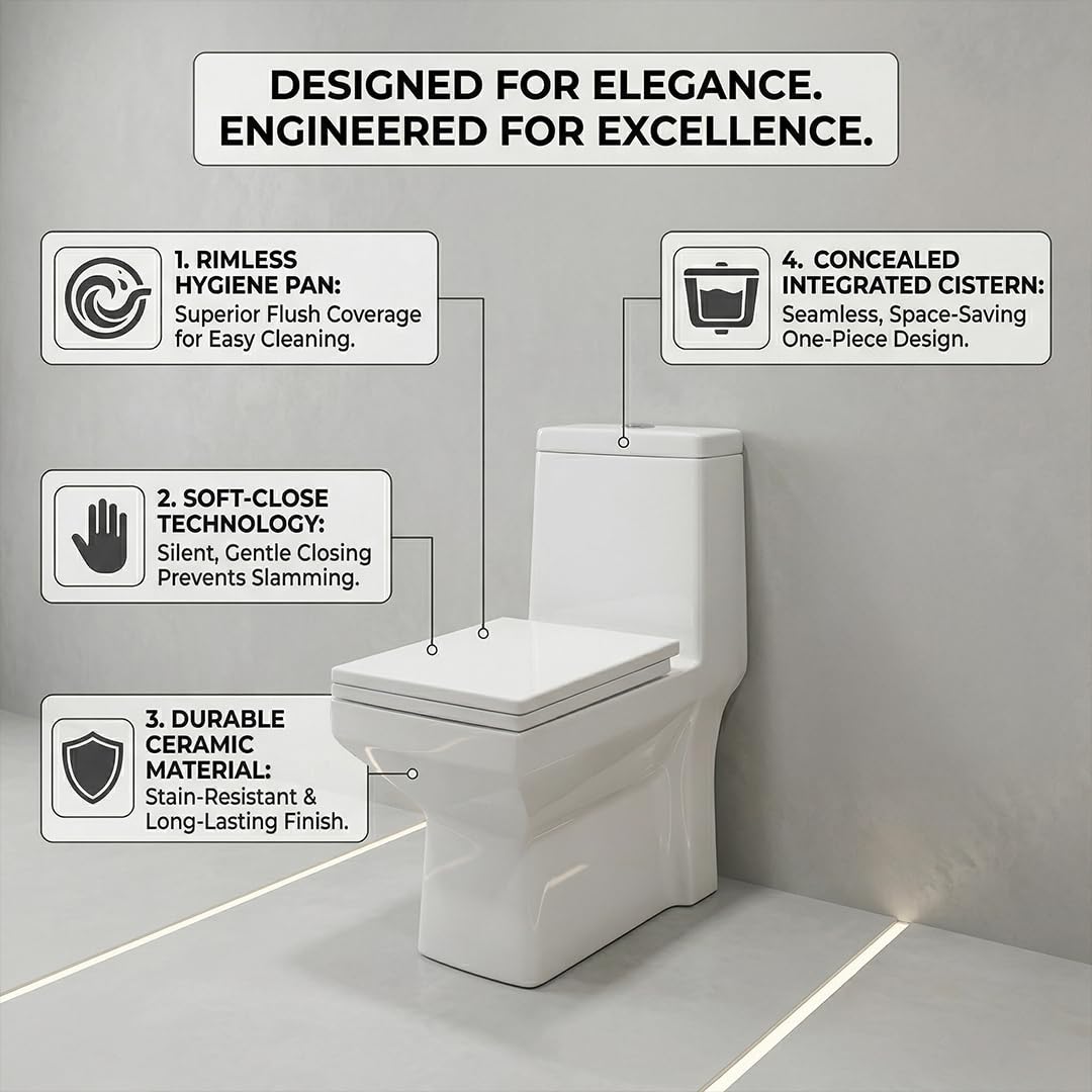 One Piece Ceramic Toilet Commode (CRYSTAL)