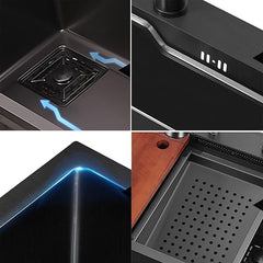 Waterfall Smart Kitchen Sink (24 x 18 x 9 Inches) | Heavy Stainless Steel Sink