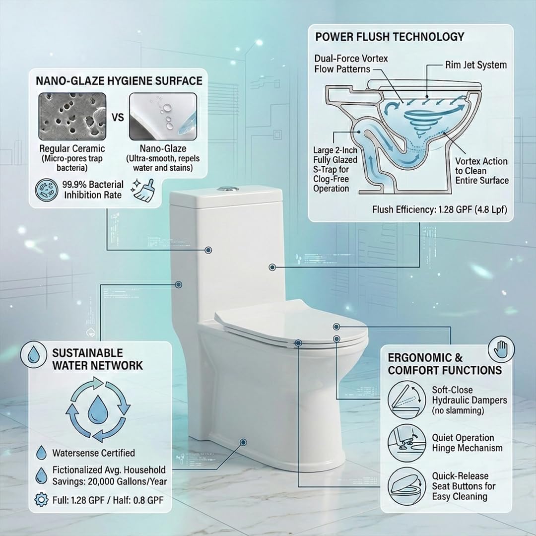 One Piece Ceramic Toilet Commode(LEXUS-Rimless)