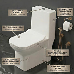 One Piece Ceramic Toilet Commode (ORCHID-Rimless)