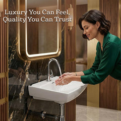 Platinum Ceramic Wall Hung Washbasin for Bathroom | Wall Mounted Rectangular Sink Ceramic Wall Hung Small Bathroom Basin PLANO