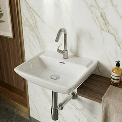 Platinum Ceramic Wall Hung Washbasin for Bathroom | Wall Mounted Rectangular Sink Ceramic Wall Hung Small Bathroom Basin PLANO