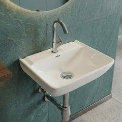 Platinum Ceramic Wall Hung Washbasin for Bathroom | Wall Mounted Rectangular Sink Ceramic Wall Hung Small Bathroom Basin PLANO