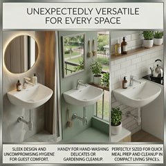 Platinum Ceramic Wall Hung Washbasin for Bathroom | Wall Mounted Rectangular Sink | Ceramic Wall Hung Small Bathroom Basin PEARL